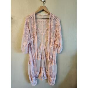Anna-Kaci Floral Lace Cardigan Women Kimono One Size Pink